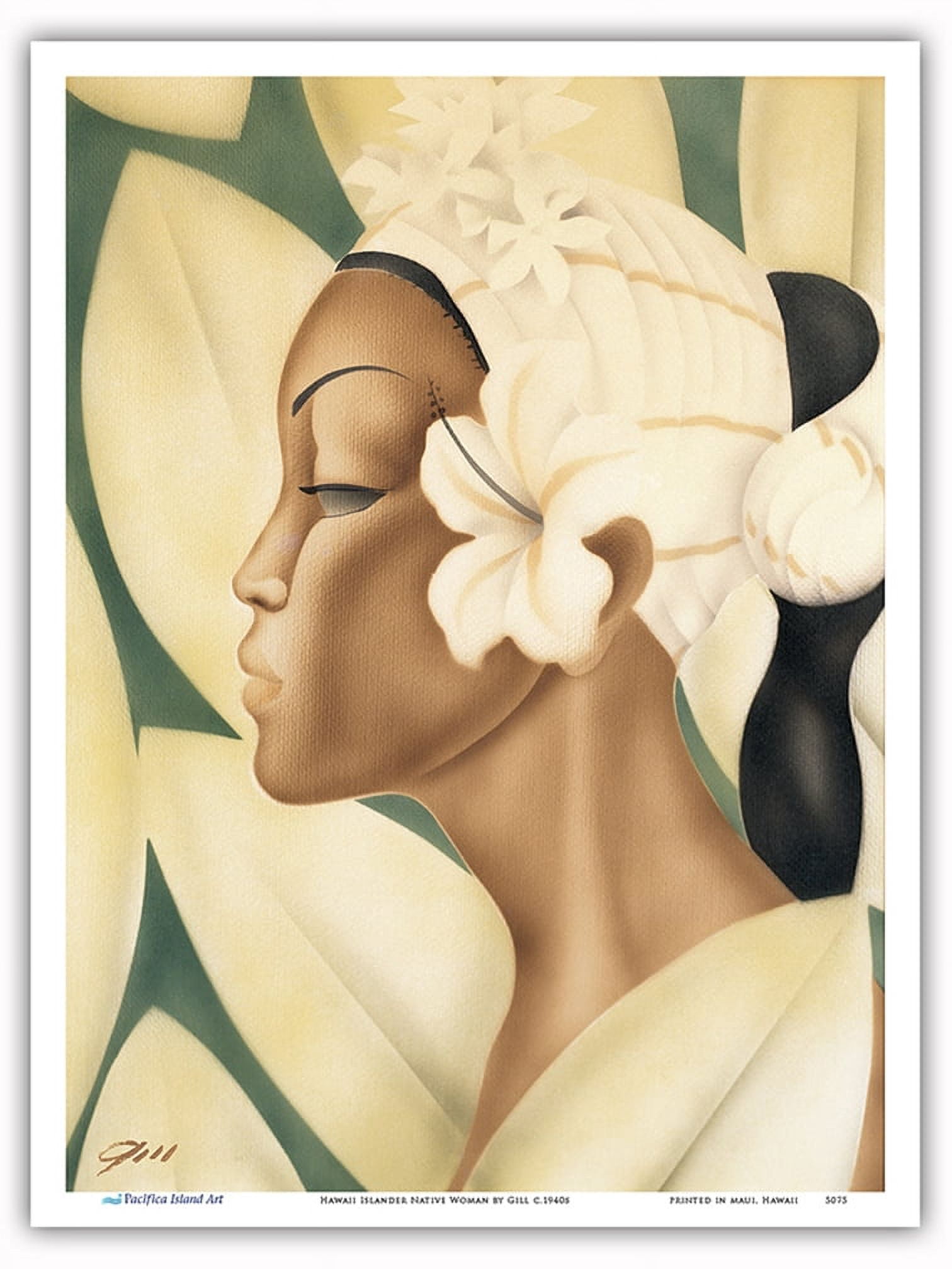 Hawaii Islander Native Woman - Vintage Hawaiian Airbrush Art by Gill c ...