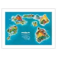 thumbnail image 1 of Hawaii Islands Route Map - Hawaiian Air Lines - Vintage Airline Travel Poster c.1961 - Bamboo Fine Art 290gsm Paper Print (Unframed) 18x24in, 1 of 4