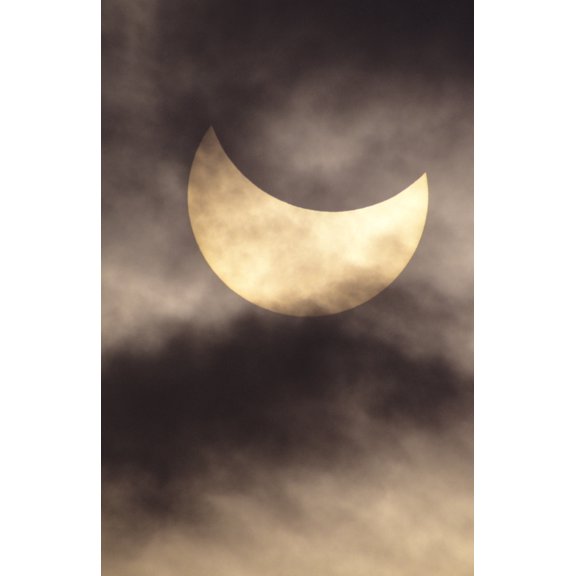 Hawaii July 11 1991 Solar Eclipse Partial With Clouds Canvas Art - Reggie David Design Pics (11 x 17)