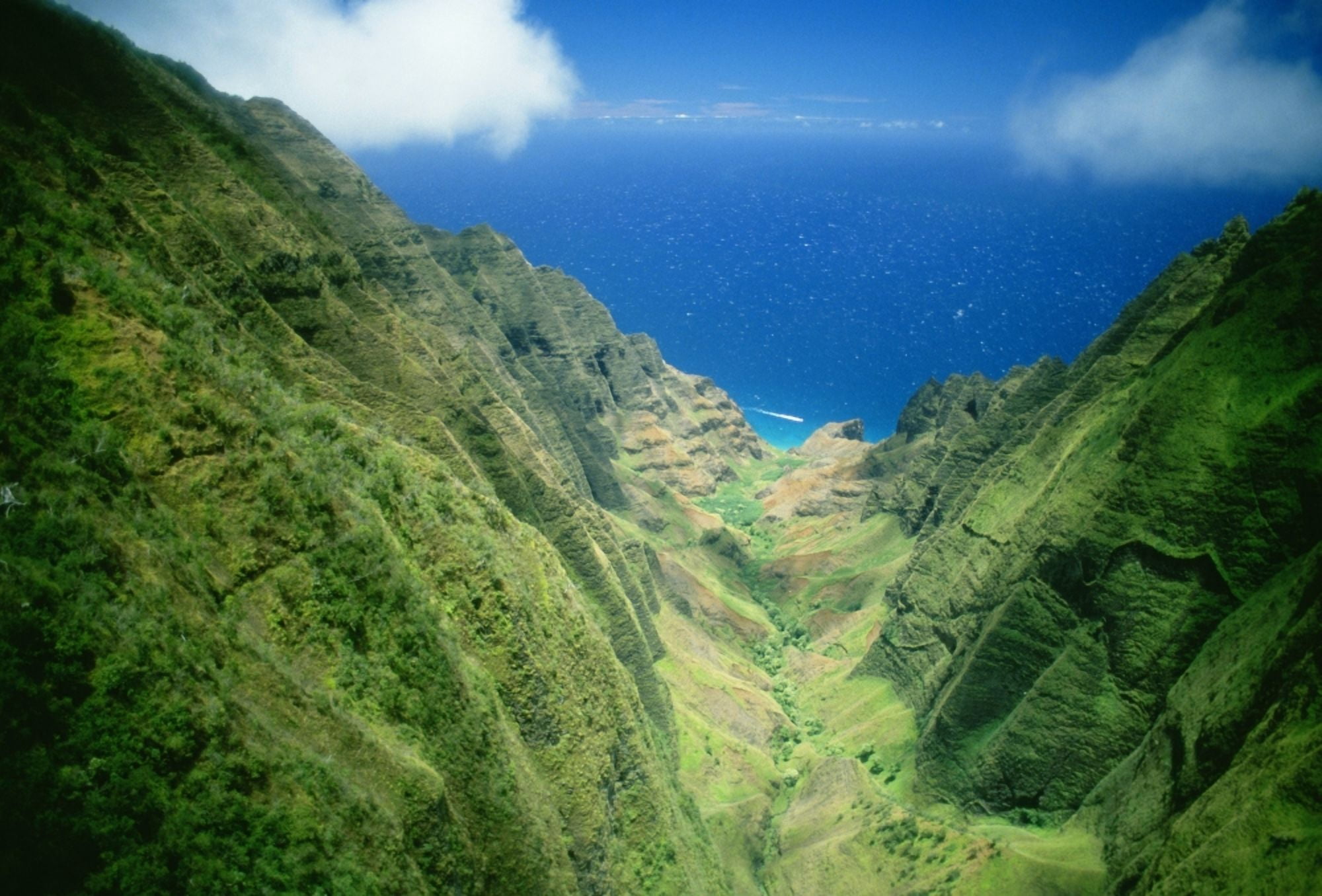 Hawaii Kauai Aerial Along Napali Coastline Looking Towards Ocean Canvas Art - Liysa Swart Design Pics (18 x 12)
