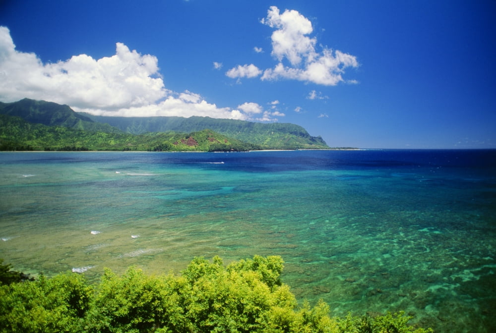 Hawaii Kauai Hanalei Bay And Bali Hai Warm Afternoon Canvas Art - Allan Seiden Design Pics (19 x 12)