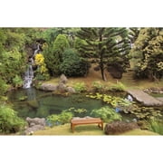 Hawaii  Kauai  Kilauea  Na Aina Kai Botanical Garden  Scenery Peaceful Waterfall And Pond. Poster Print