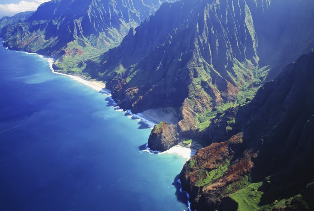 Hawaii Kauai Na Pali Coast Aerial View Along Mountains Canvas Art - Chris Abraham Design Pics (17 x 11)