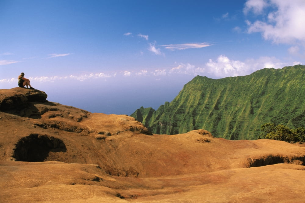Hawaii Kauai Na Pali Coast Overlooking Kalalau Valley Canvas Art - Peter French Design Pics (17 x 11)
