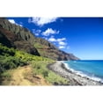 thumbnail image 1 of Hawaii Kauai Na Pali Coast Scenic Coastline Beach Boat In Ocean Blue Skies C1541 Poster Print, 1 of 3