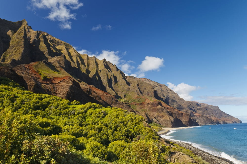 Hawaii Kauai Na Pali Coast View of the Kalalau Mountains Canvas Art - MakenaStockMedia Design Pics (38 x 24)