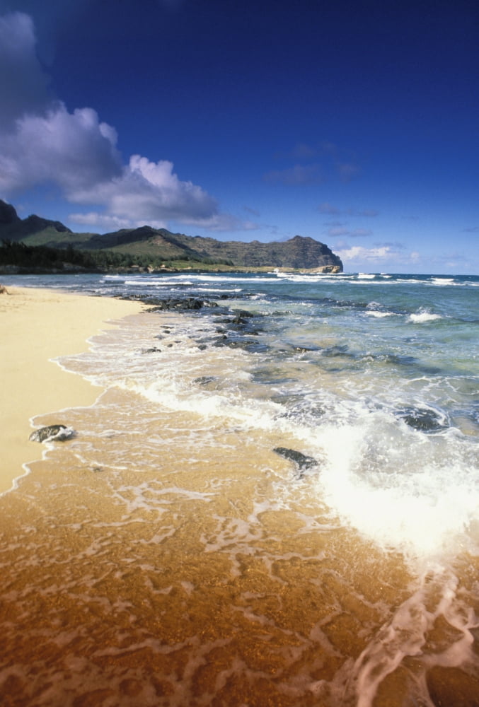 Hawaii Kauai Poipu Shipwrecks Beach White Sands Shoreline Water Canvas Art - Joe Carini Design Pics (11 x 17)