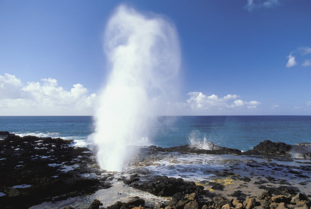Hawaii Kauai Poipu South Shore Spouting Horn Blow Hole Canvas Art - Mary Van de Ven Design Pics (36 x 24)