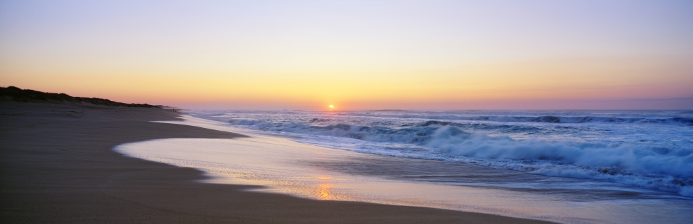 Hawaii Kauai Polihale Beach At Sunset Yellow And Pink Sky Canvas Art - Bill Schildge Design Pics (36 x 12)