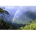 thumbnail image 1 of Hawaii Kauai Rainbow Over Kalalau Valley Misty Clouds Trees And Growth On Mountains Poster Print, 1 of 4