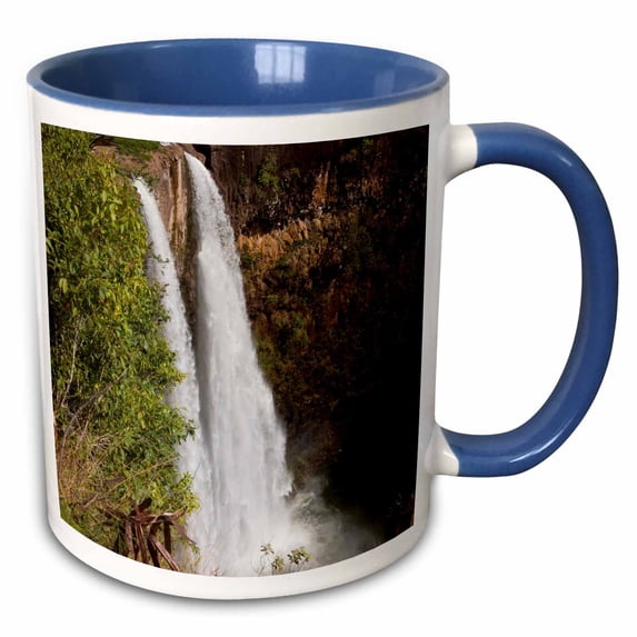 3drose, Hawaii, Kauai, Wailua River Sp, Wailua Waterfall - Us12 Sav0014 - Savanah Stewart, 11oz Two-tone Blue Mug