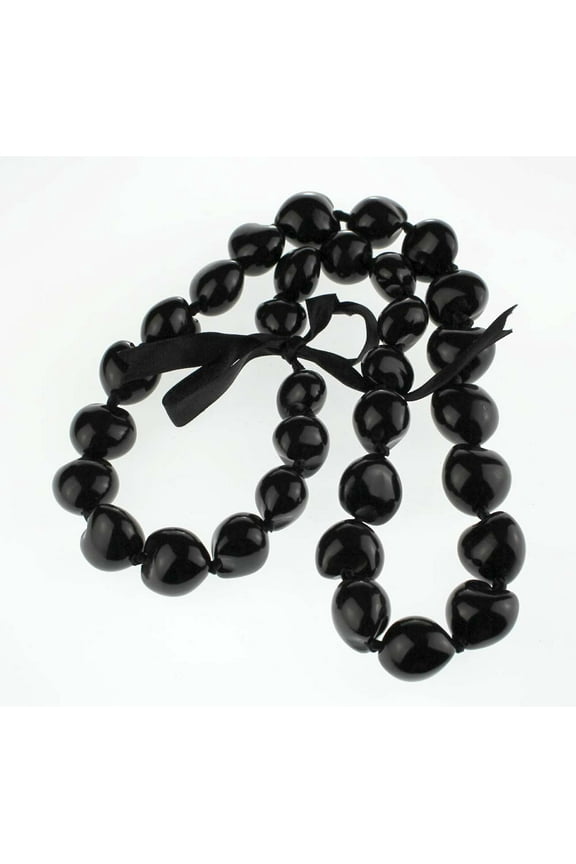 Hawaii Kukui Nut Lei Necklace (Black)
