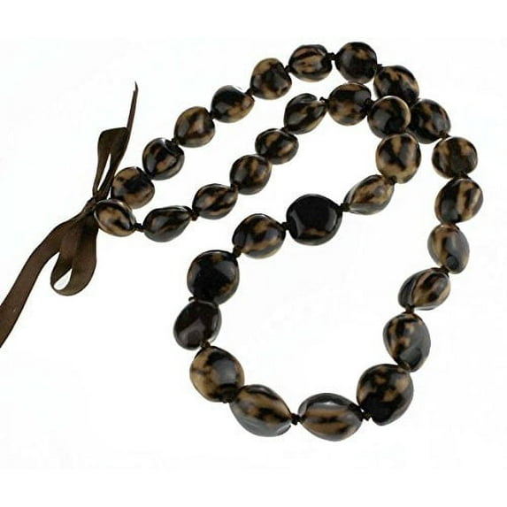 Hawaii Kukui Nut Lei Necklace (Brown Marble)