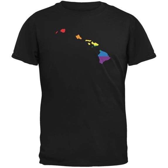 Hawaii LGBT Gay Pride Rainbow Black Adult T-Shirt - Large