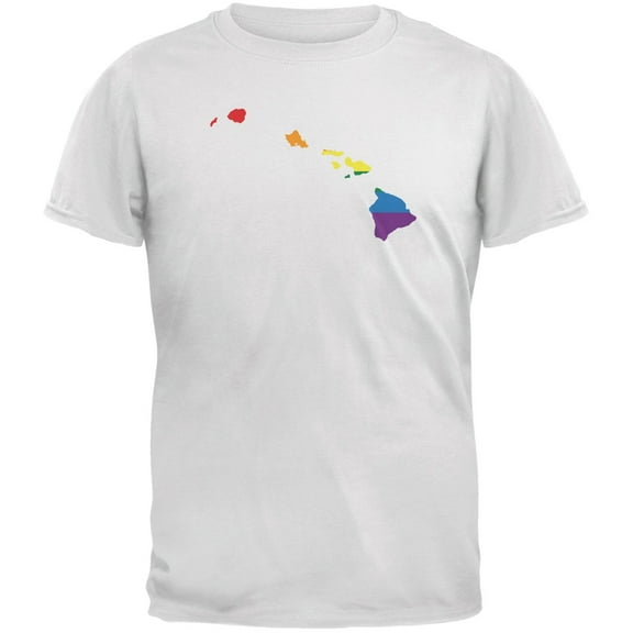 Hawaii LGBT Gay Pride Rainbow White Adult T-Shirt - Small