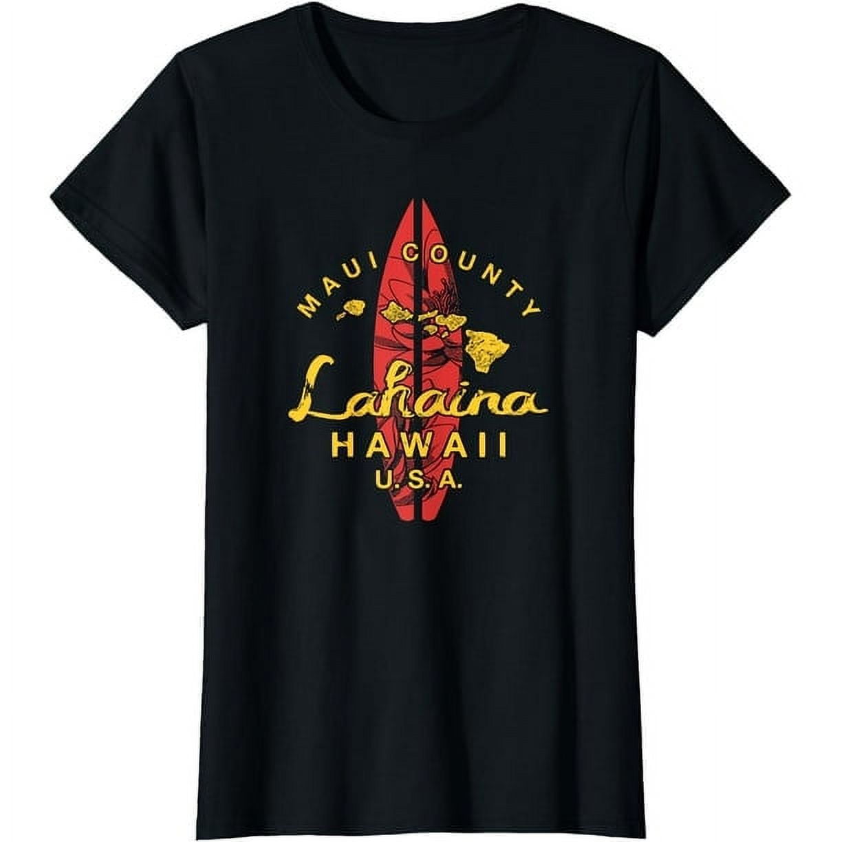 Hawaii Lahaina Maui Vintage Hawaiian Men's Black TShirt Crew Neck