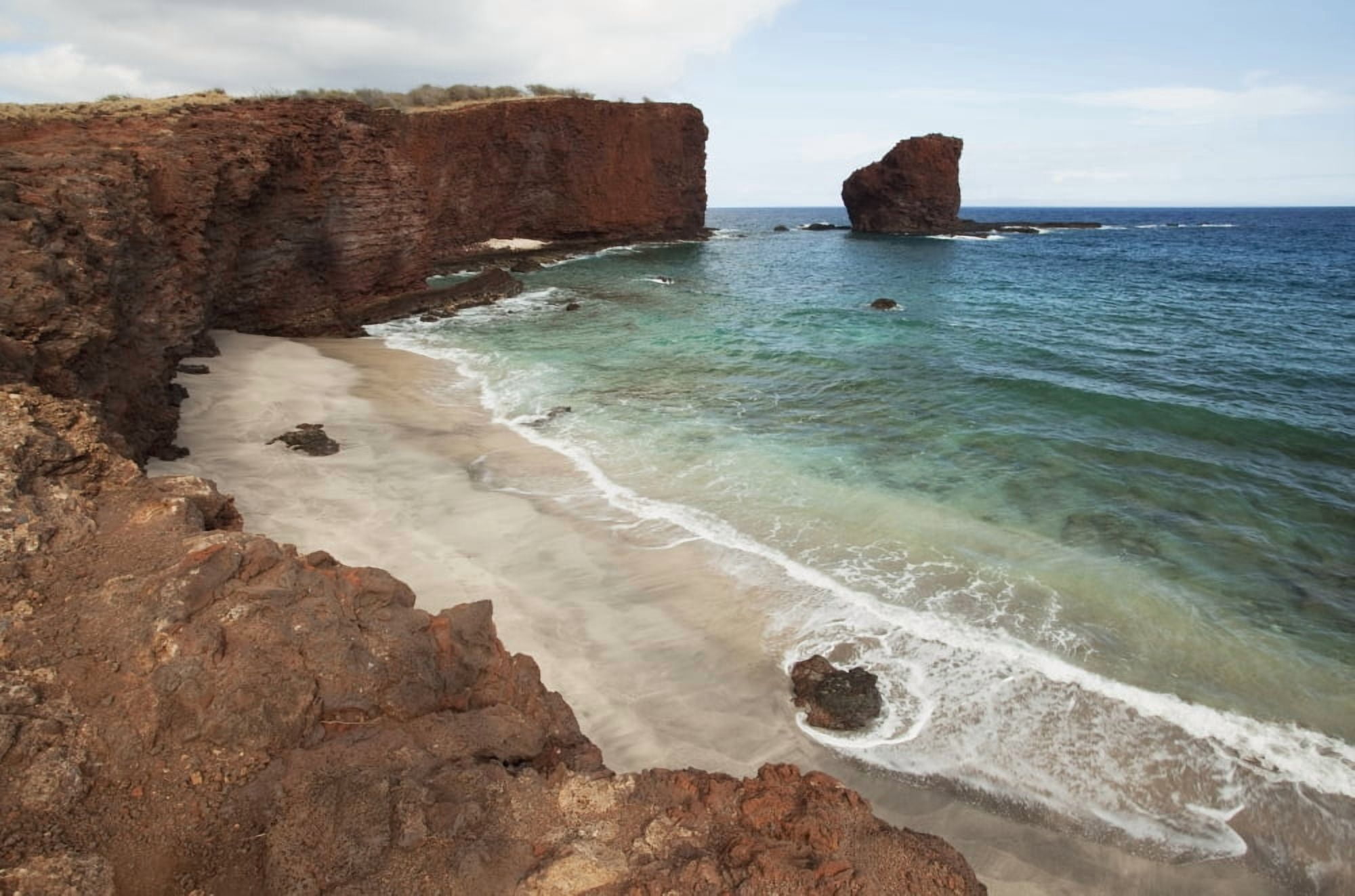 Hawaii Lanai Hulopoe Bay and Puu Pehe or Sweetheart Rock Canvas Art - Jenna Szerlag Design Pics (38 x 24)