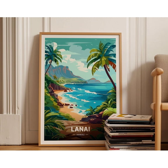Hawaii Lanai Tropical Beach Wall Art Print, Unframed Paper Poster 8x10in