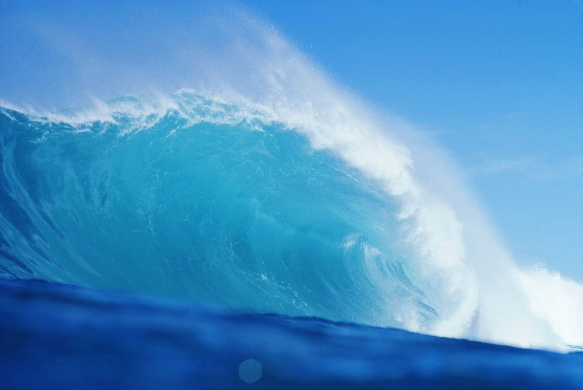 Hawaii Large Curling Blue Wave Breaks Toward Shoreline Canvas Art - Liysa Swart Design Pics (19 x 12)