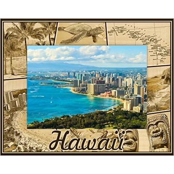 Hawaii Laser Engraved Wood Picture Frame Landscape (5 x 7)$$Home Decor, Kitchen, & Other