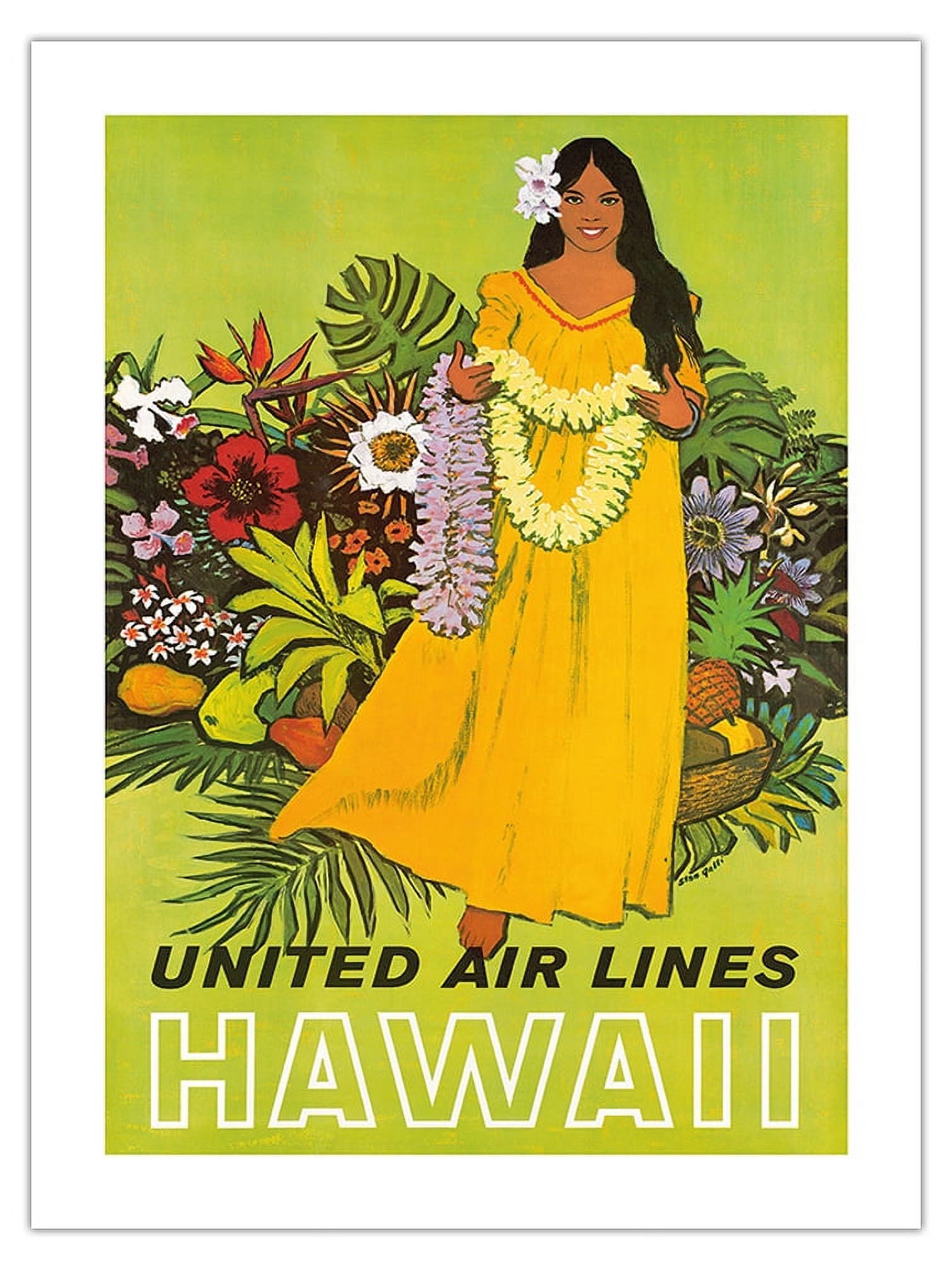 Hawaii - Lei Girl - United Air Lines - Vintage Airline Travel