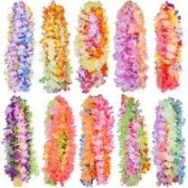 Artificial Hawaii Flower Garland Hawaiian Artificial Flowers Neck Loop, Luau Leis Necklaces for Hula Leis Dance Tropical Theme Party Favors (, Mixed Color)