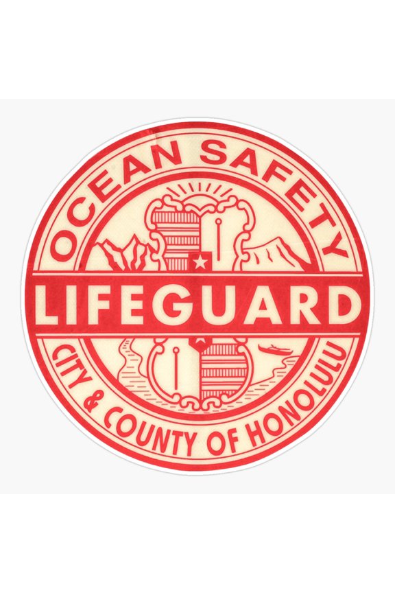 Hawaii Lifeguard Logo Red Ocean Safety Sticker