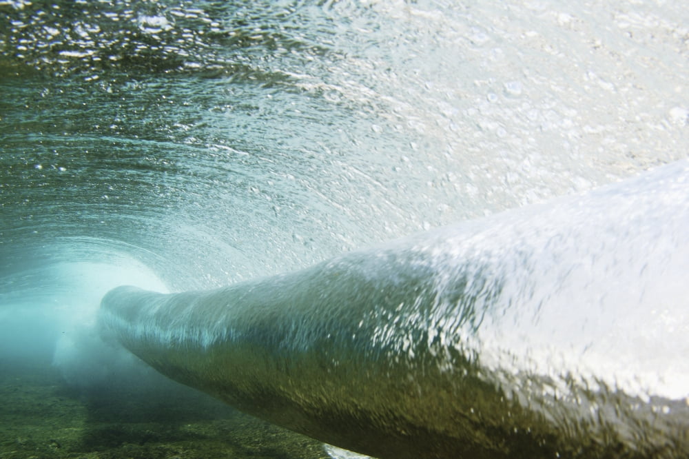 Hawaii Long Blue Curl Of A Wave From Underwater Canvas Art - Vince Cavataio Design Pics (34 x 22)