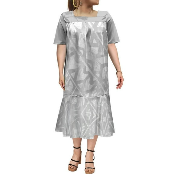 Hawaii Loose Casual Holiday Dress Polynesian Mumu Temperament Long Skirt Skirt Skirt 2024 New Design