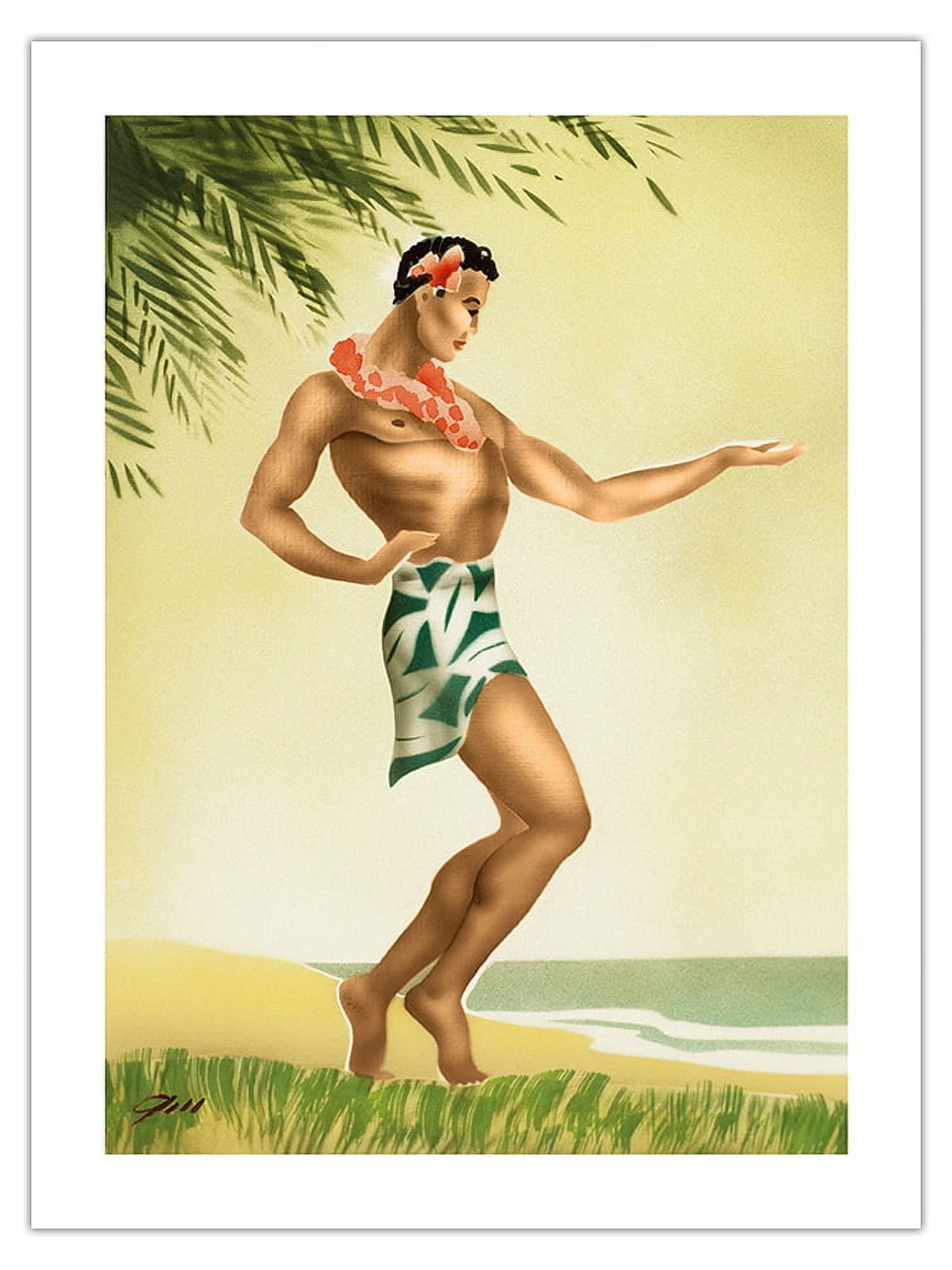 80s HULA DANCER 特大アート フレーム 油彩画 ヴィンテージ Hula Dancer, Hawaii' Art Print | Art.com