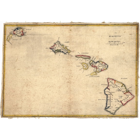 Hawaii. Map Of The Hawaiian Islands History (36 x 24)
