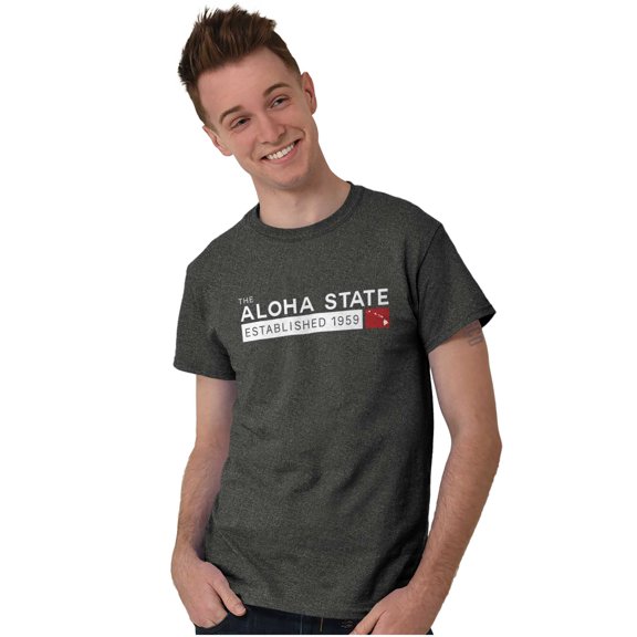 Hawaii Map State Shape Established Men's Graphic T Shirt Tees Brisco Brands X