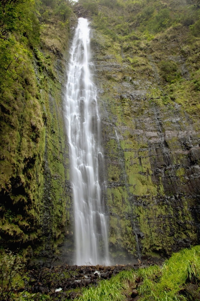 Hawaii Maui A waterfall in Kipahulu with lush foliage Canvas Art - Jenna Szerlag Design Pics (12 x 18)