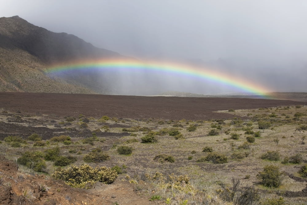 Hawaii Maui Haleakala Crater A bright colorful rainbow Canvas Art - Jenna Szerlag Design Pics (18 x 12)