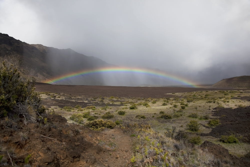 Hawaii Maui Haleakala Crater A bright colorful rainbow Canvas Art - Jenna Szerlag Design Pics (36 x 24)