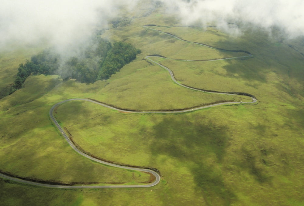 Hawaii Maui Haleakala Crater Aerial View Of A Road Winding Up The Crater Canvas Art - Ray Mains Design Pics (17 x 11)