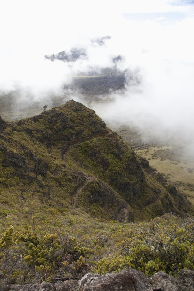 Hawaii Maui Haleakala Switchbacks through clouds Canvas Art - Jenna Szerlag Design Pics (24 x 38)
