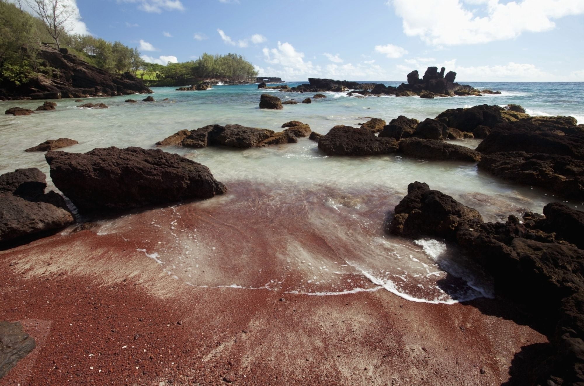 Hawaii Maui Hana A sunny view of Koki Beach on a calm day Canvas Art - Jenna Szerlag Design Pics (19 x 13)