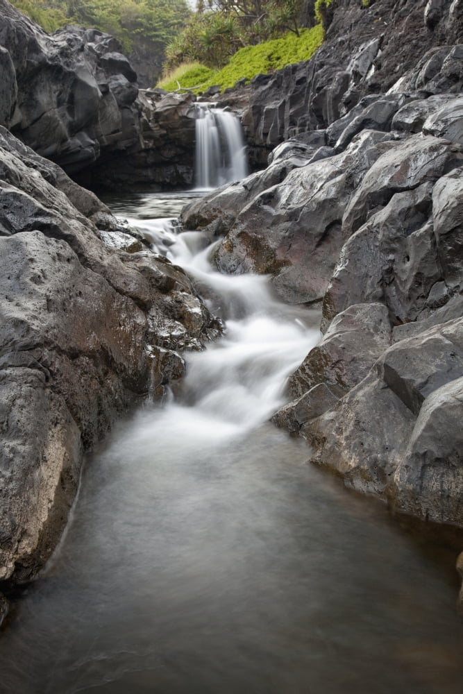 Hawaii Maui Hana Seven Sacred Pools waterfalls Canvas Art - Jenna Szerlag Design Pics (24 x 38)