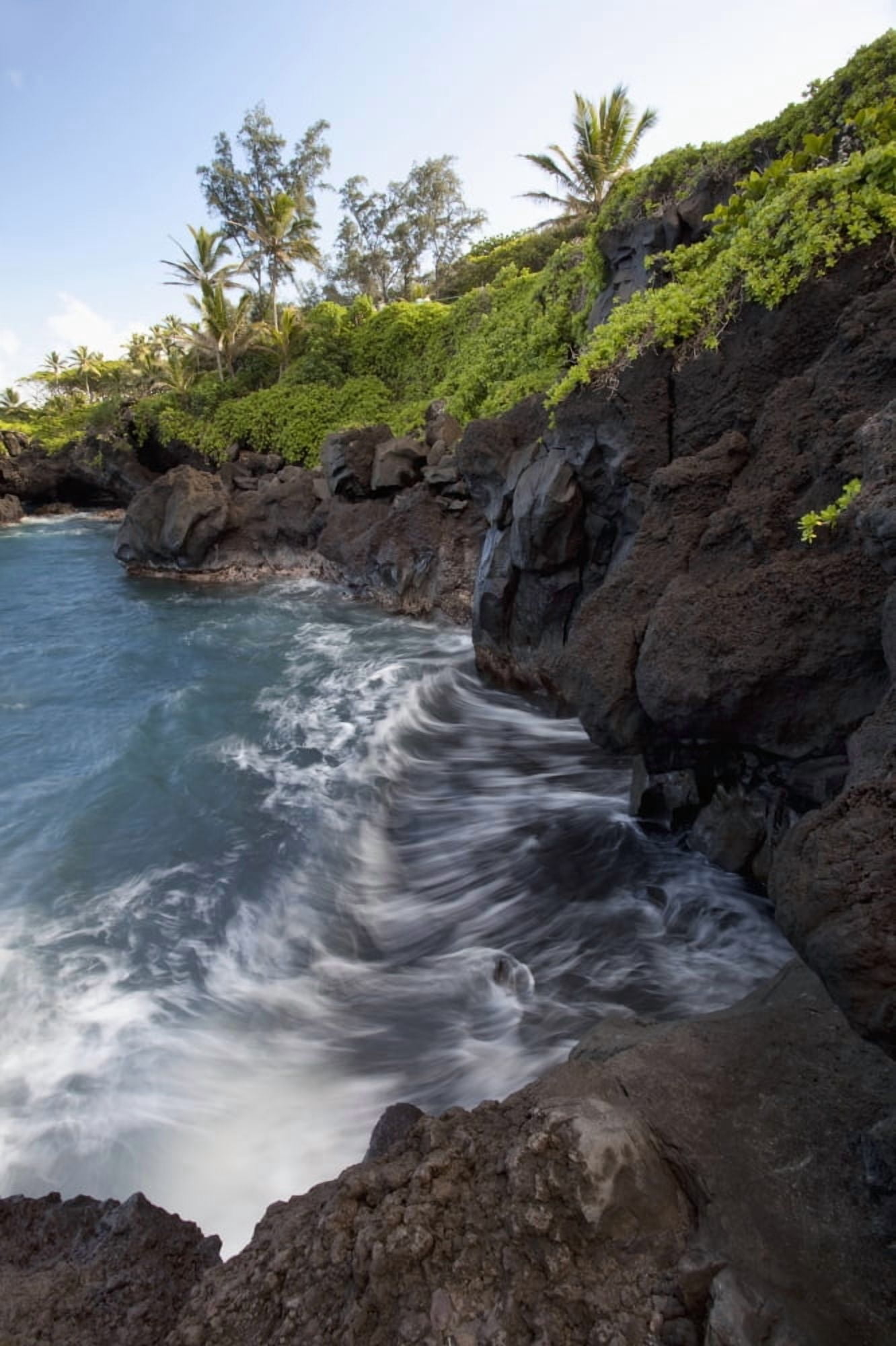 Hawaii Maui Hana The rocky coastline of Waianapanapa showing the movement of the water Canvas Art - Jenna Szerlag  Design Pics (12 x 19)