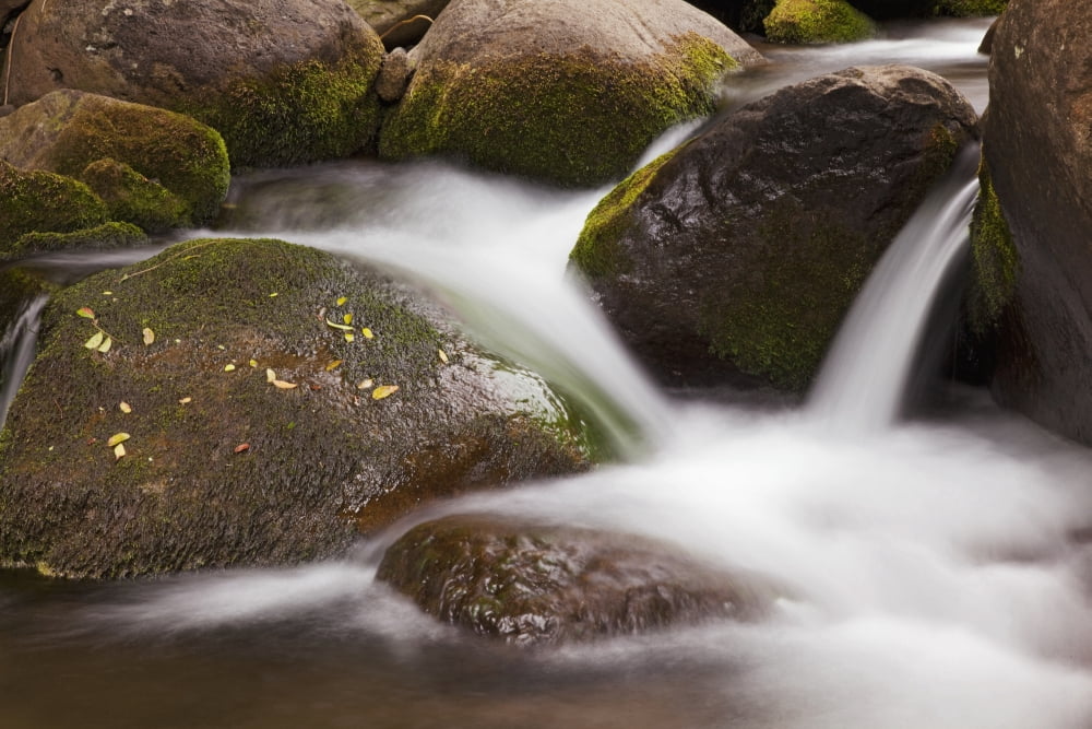 Hawaii Maui Iao River Valley water in motion over rocks Canvas Art - Jenna Szerlag Design Pics (19 x 12)