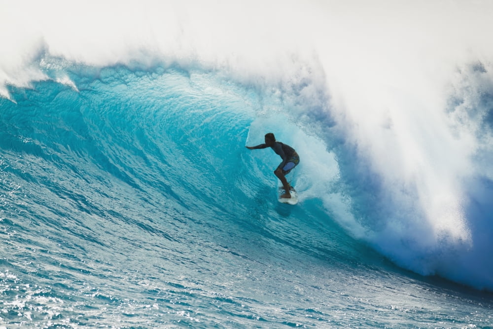 Hawaii Maui Laperouse Professional Surfer Albee Layer in the barrel Canvas Art - MakenaStockMedia Design Pics (19 x 12)