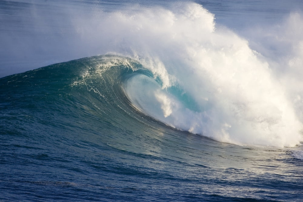 Hawaii Maui Large Wave Crashing At Jaws Well Known Surf Spot Canvas Art - Ron Dahlquist Design Pics (34 x 22)