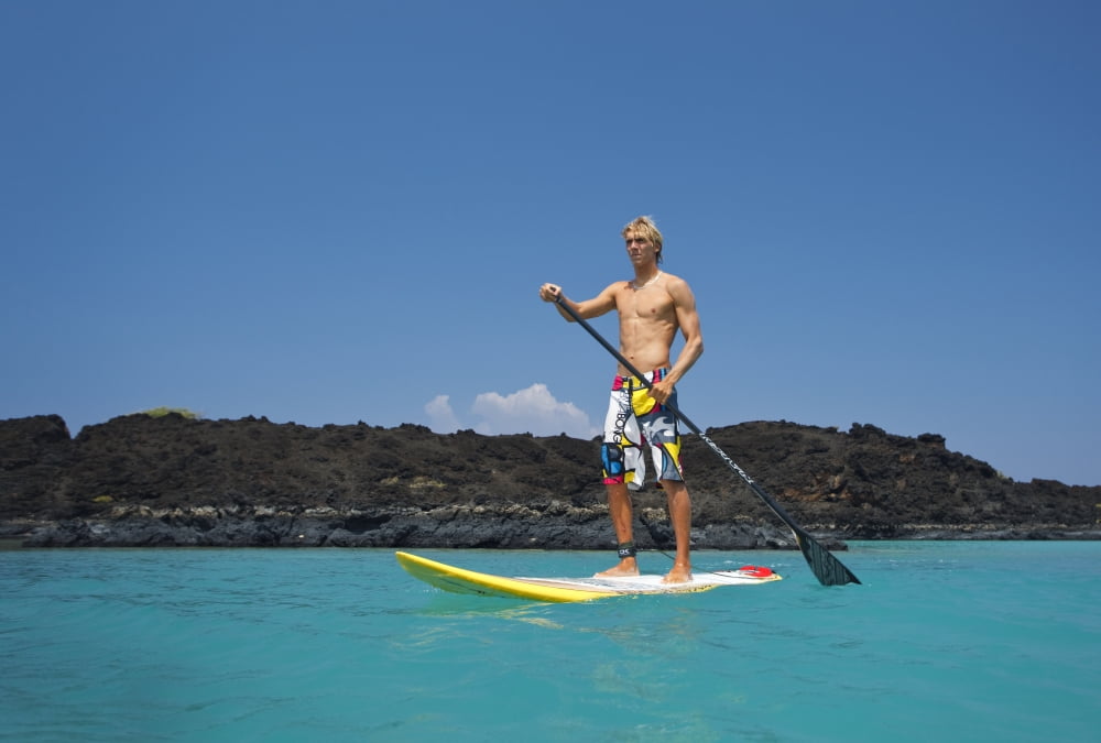 Hawaii Maui Makena Athletic Stand Up Paddle Surfer In Ocean Canvas Art - MakenaStockMedia Design Pics (18 x 12)