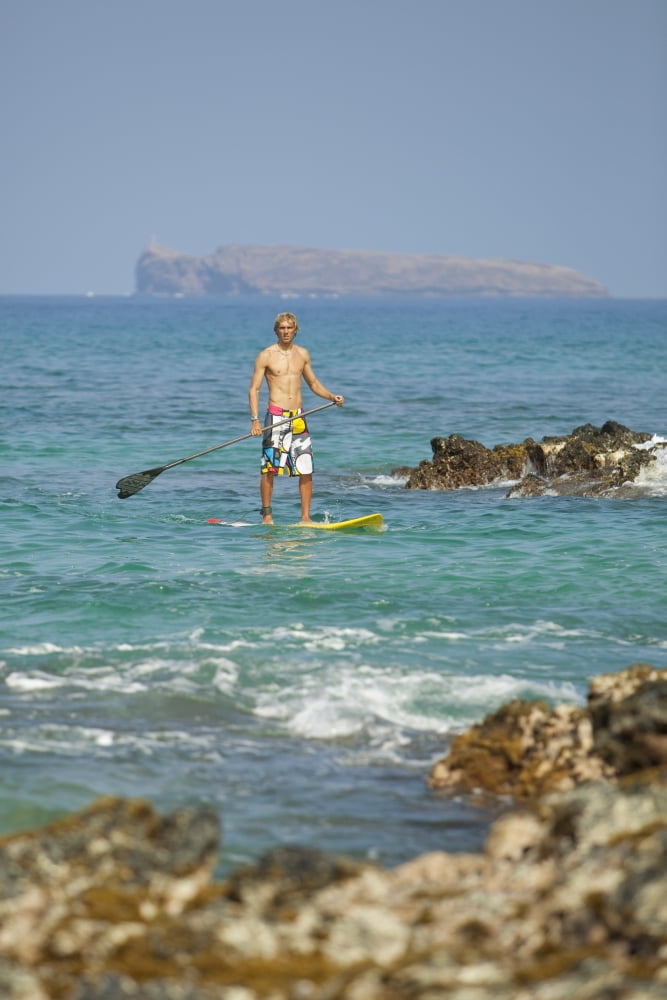 Hawaii Maui Makena Athletic Stand Up Paddle Surfer In Ocean Canvas Art - MakenaStockMedia Design Pics (22 x 34)