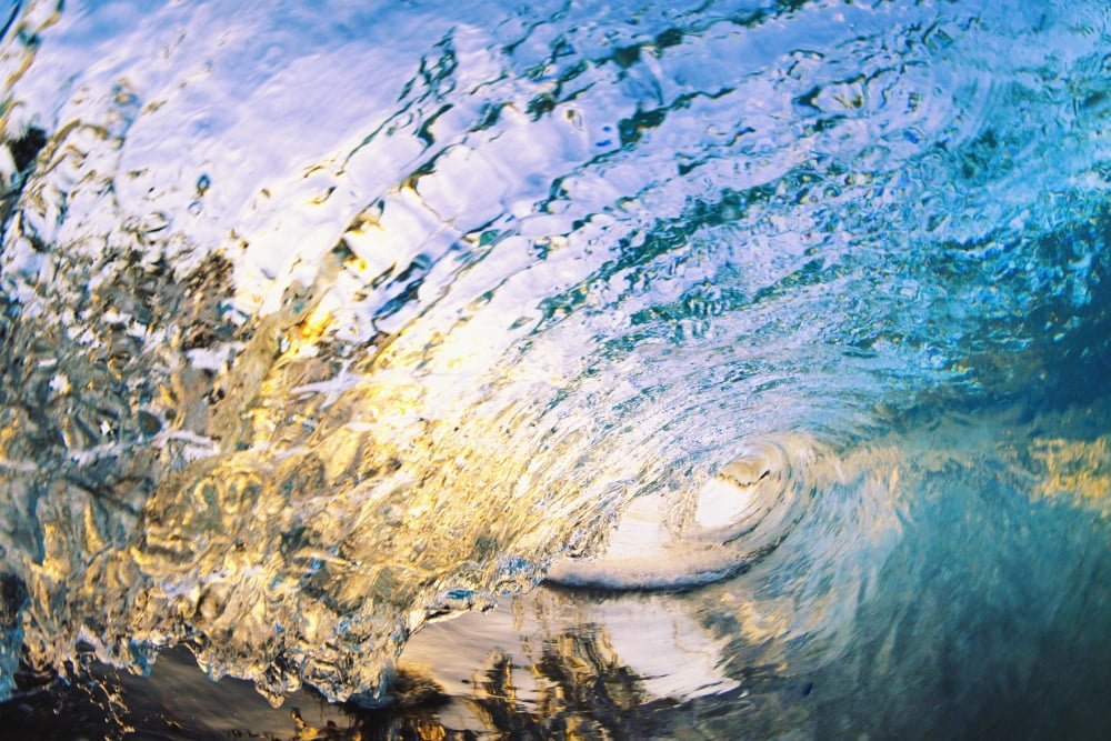 Hawaii Maui Makena Beautiful blue wave breaking at the beach Canvas Art - MakenaStockMedia Design Pics (38 x 24)