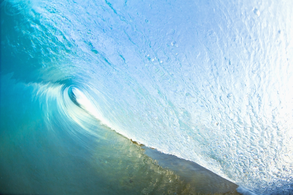 Hawaii Maui Makena Beautiful blue wave breaking at the beach Canvas Art - MakenaStockMedia Design Pics (38 x 24)