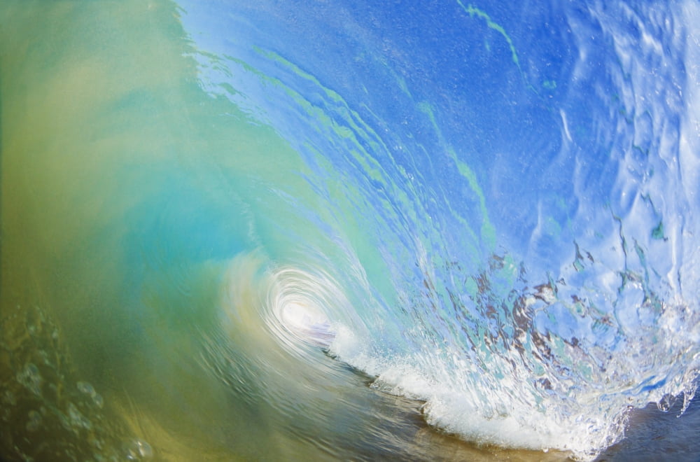 Hawaii Maui Makena Beautiful blue wave breaking at the beach Canvas Art - MakenaStockMedia Design Pics (38 x 24)