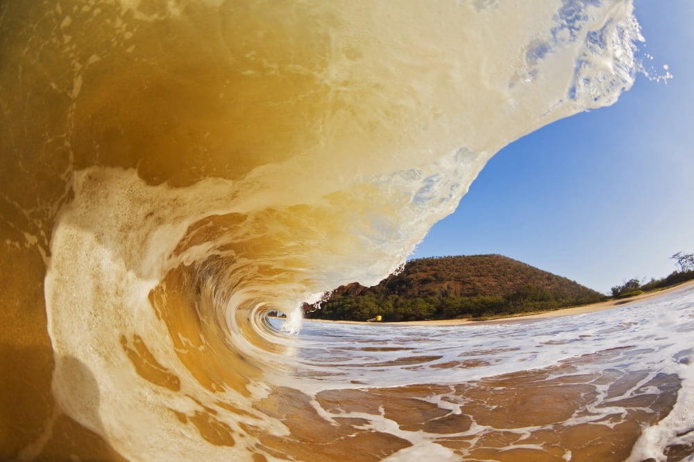 Hawaii Maui Makena Beautiful wave breaking at the beach Canvas Art - MakenaStockMedia Design Pics (36 x 24)
