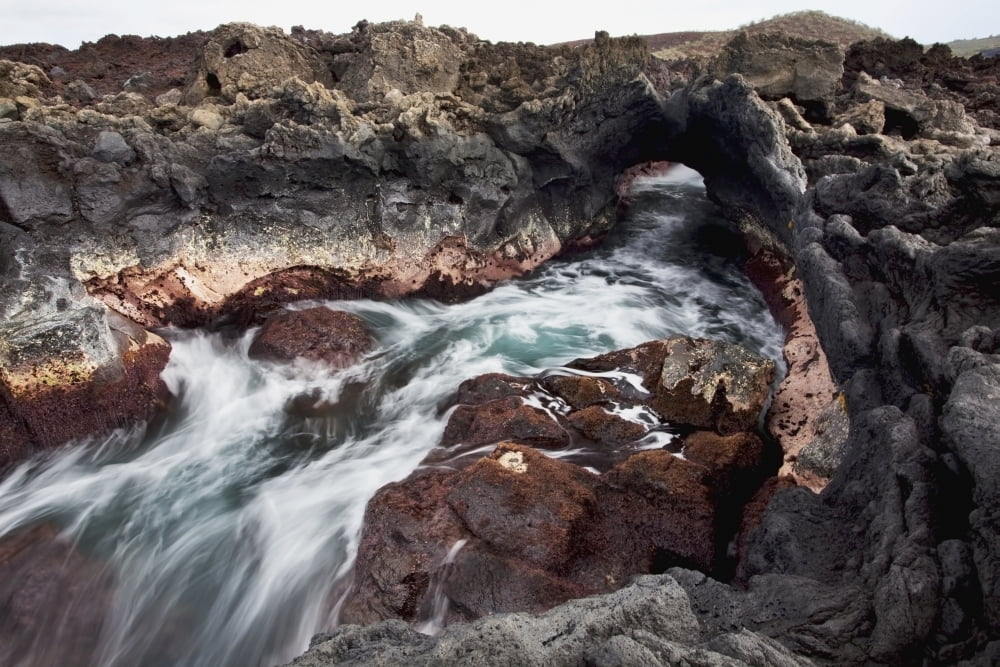 Hawaii Maui Makena Ocean water moving through a lava tube Canvas Art - Jenna Szerlag Design Pics (38 x 24)